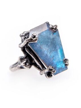 Easeful Death. Medium Labradorite Coffin Ring.